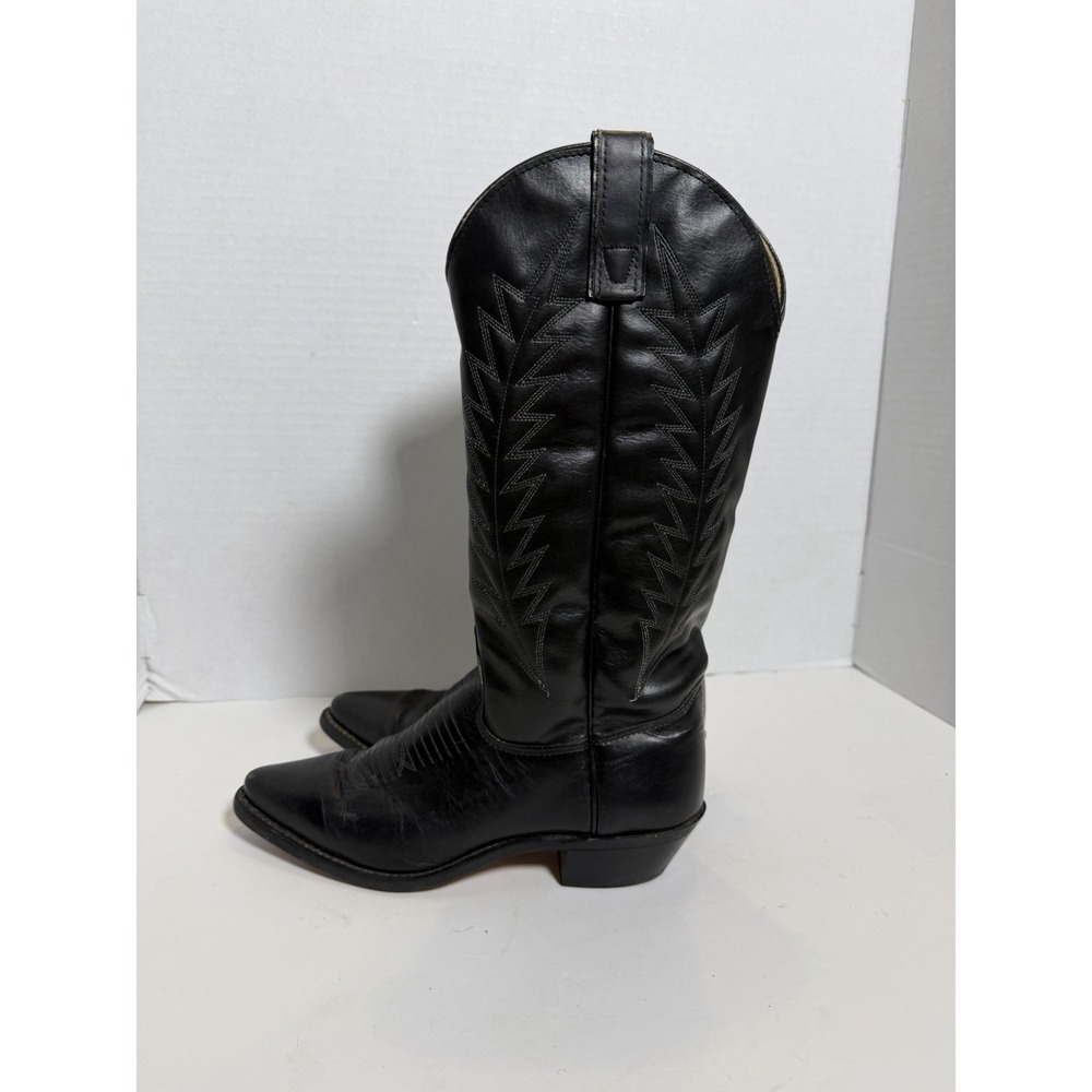 Texas Brand Vintage Western Cowboy Boots Black Leather Cowgirl USA 5.5M